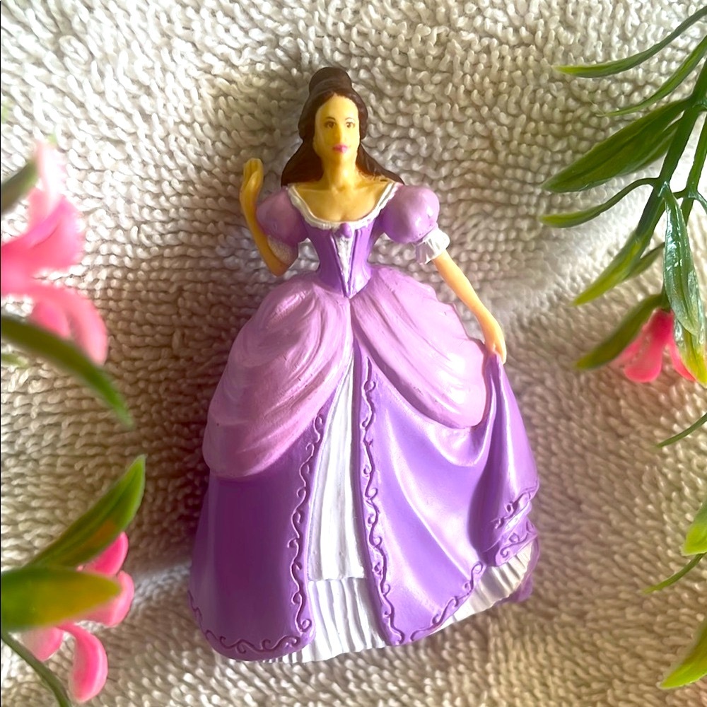 Princess Mini Figurine Purple White Gown Resin Plastic Fairytale Collectible 2.5